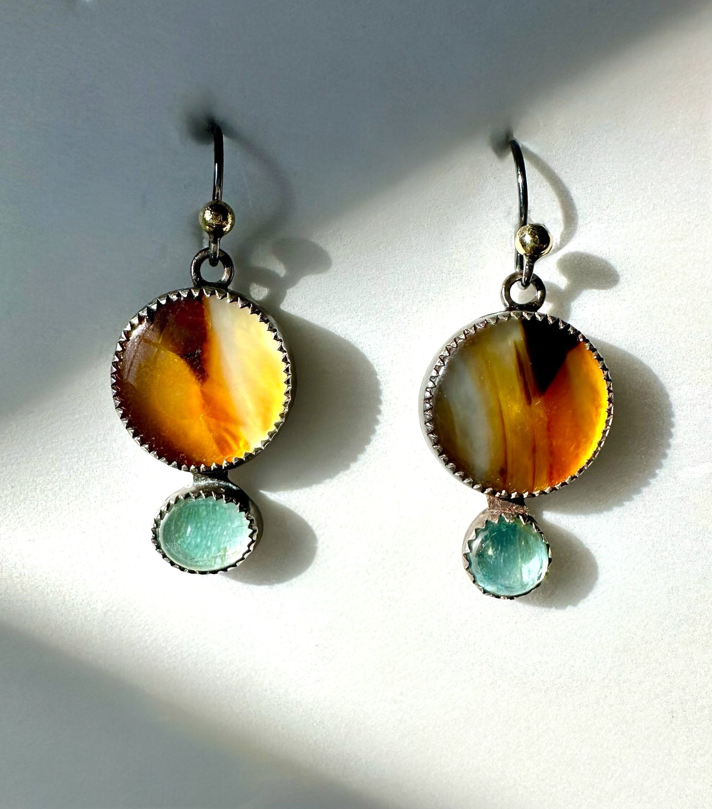 Montana agate and blue tourmaline earrings