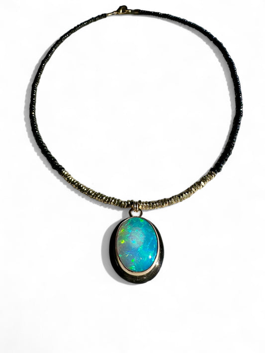 Hematite and Opal Necklace