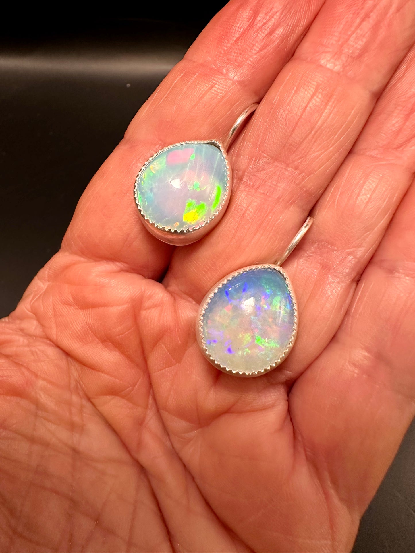 Ethiopian Opal Teardrop Earrings